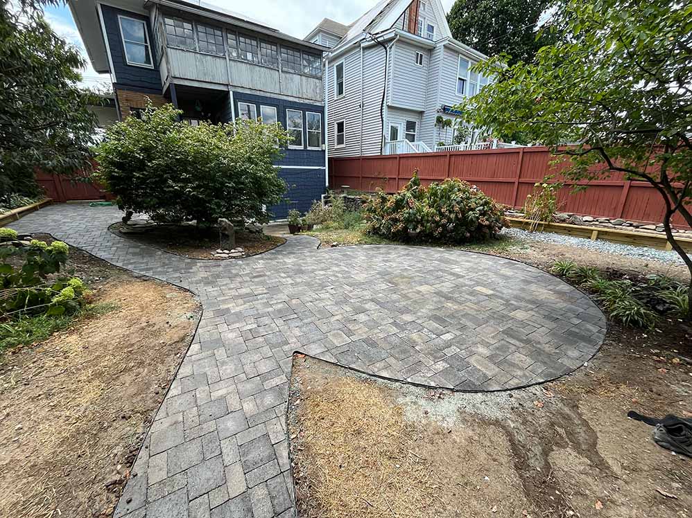 backyard stone path after