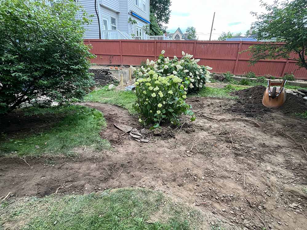 backyard stone path before