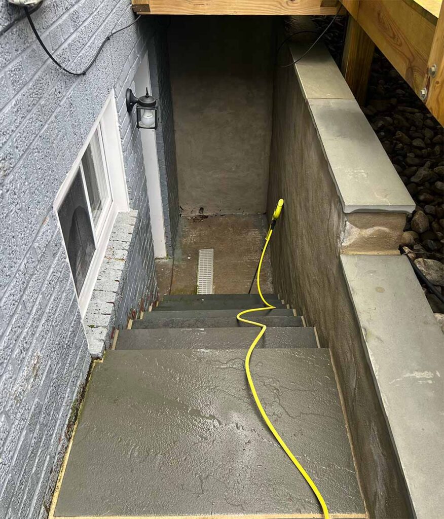 basement stairs after